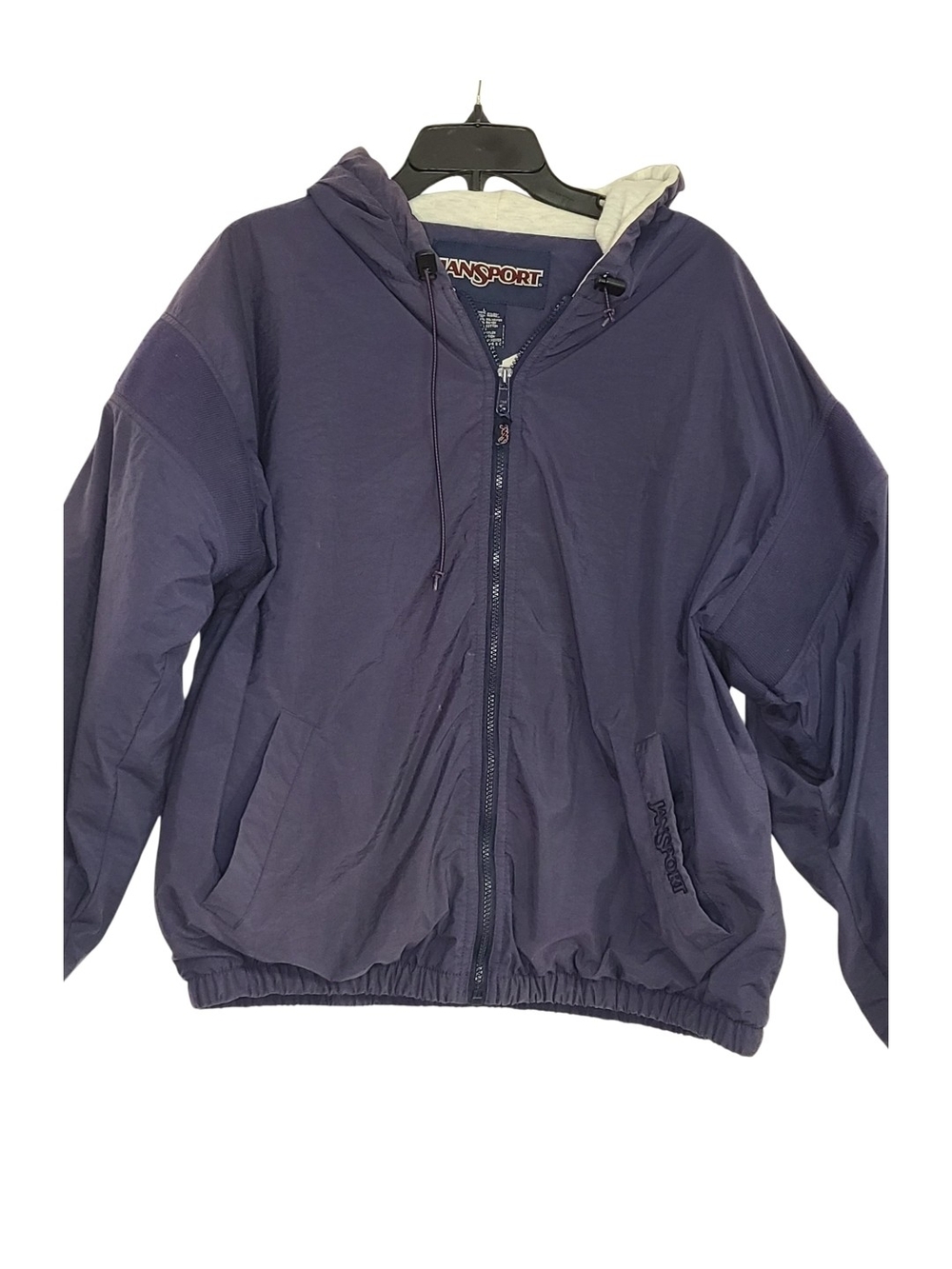 Vintage JanSport Navy Nylon Hooded Full Zip Jacket L
